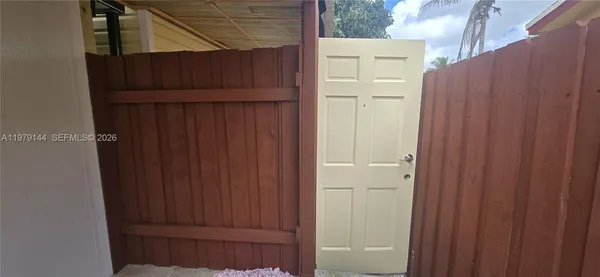 a view of a wooden door