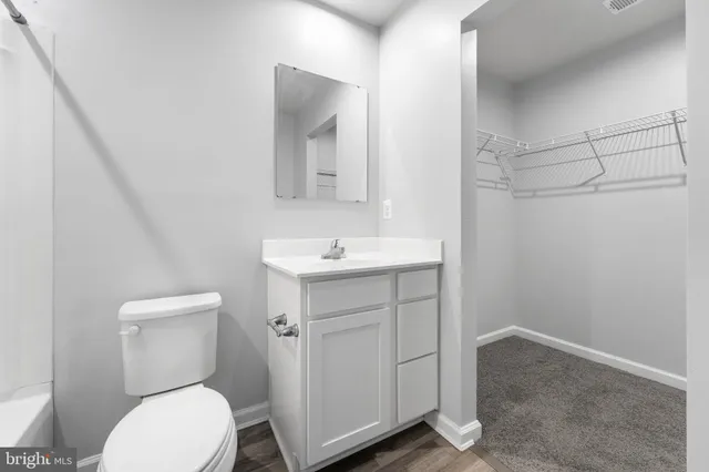 a bathroom with a toilet a sink and mirror