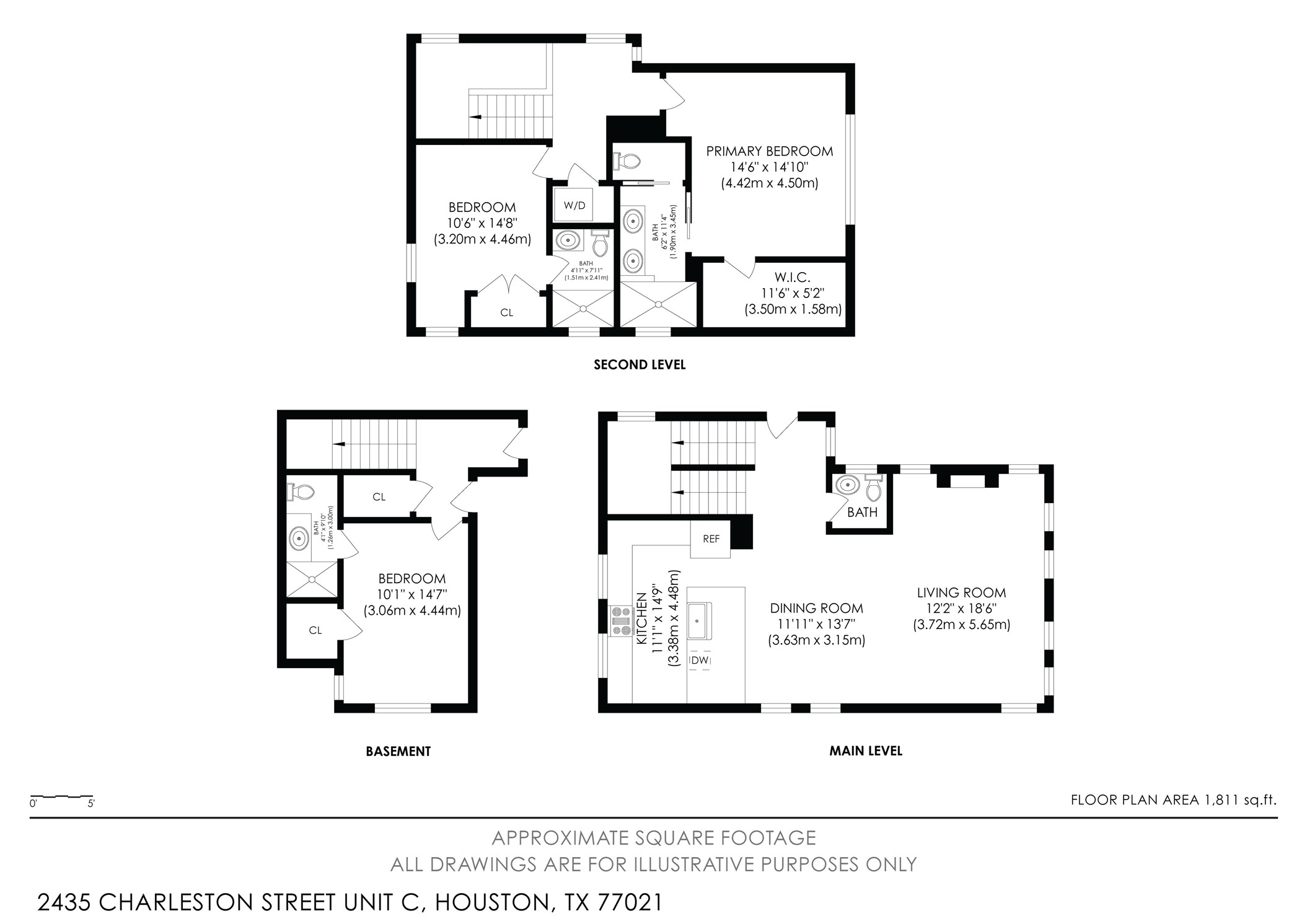 2435 Charleston Street, Unit C Houston, TX 77021 - Photo 41 of 44 Floor Plan w/Room Dimensions