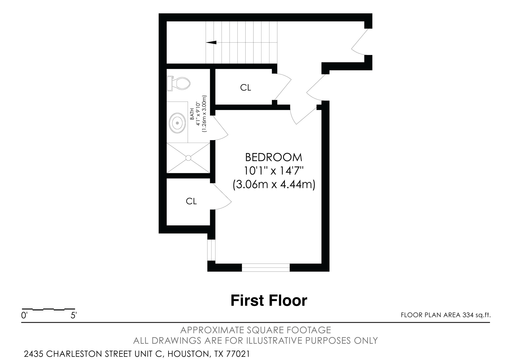 2435 Charleston Street, Unit C Houston, TX 77021 - Photo 42 of 44 First Floor Plan w/Room Dimensions