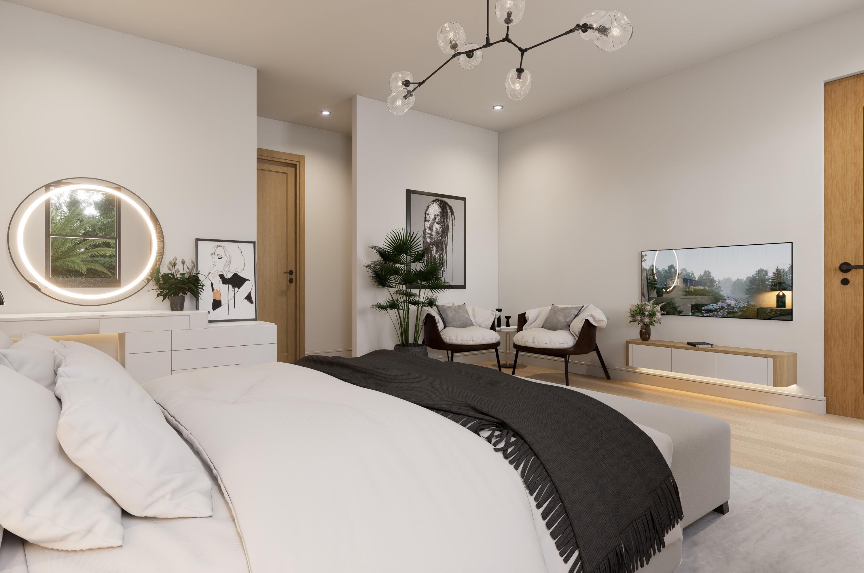 1160 Emerald Lane Singer Island, FL 33404 - Photo 22 of 37 a bedroom with a bed a mirror and night stand