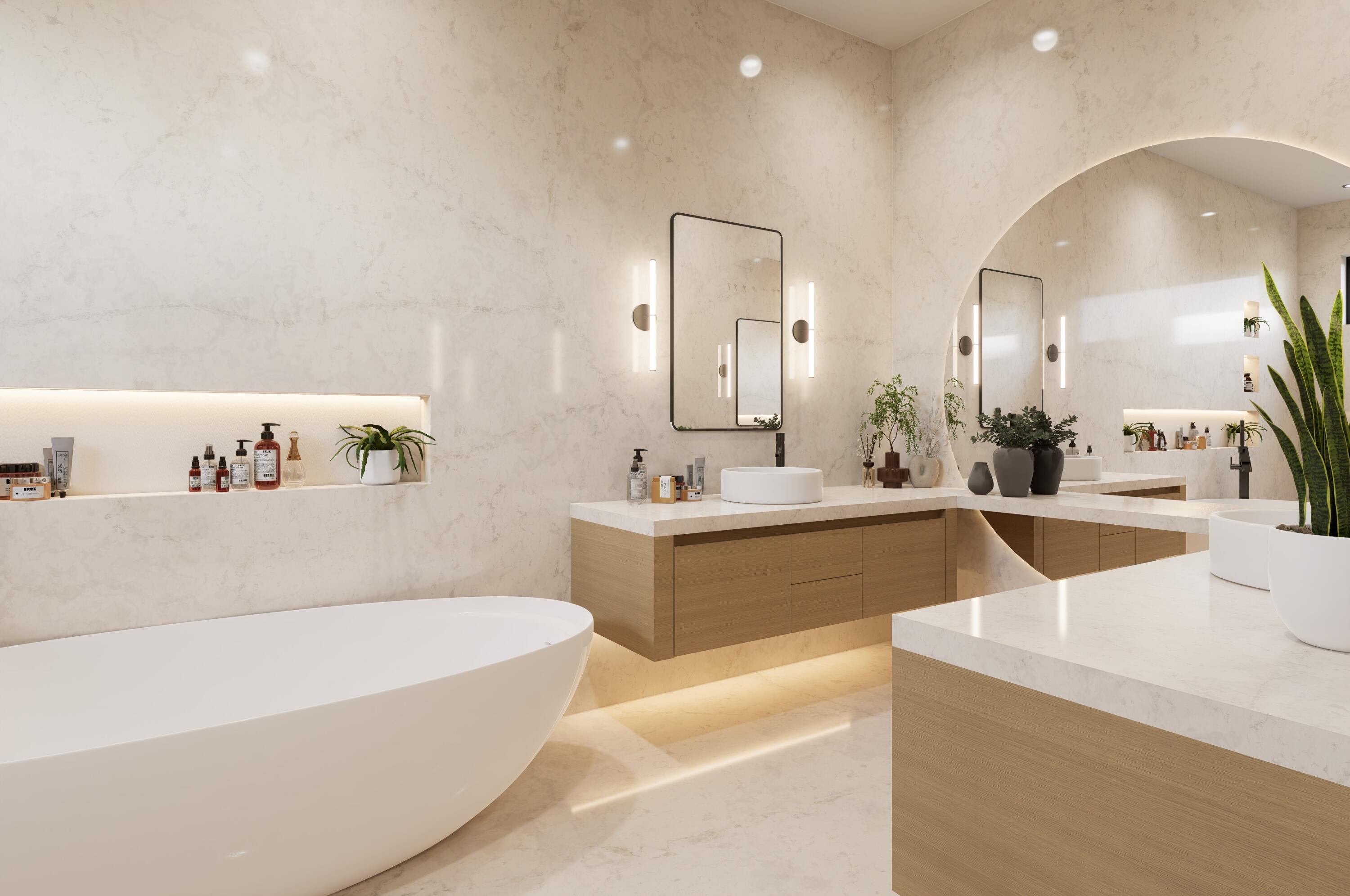 1160 Emerald Lane Singer Island, FL 33404 - Photo 25 of 37 a bathroom with a bathtub a sink and a mirror