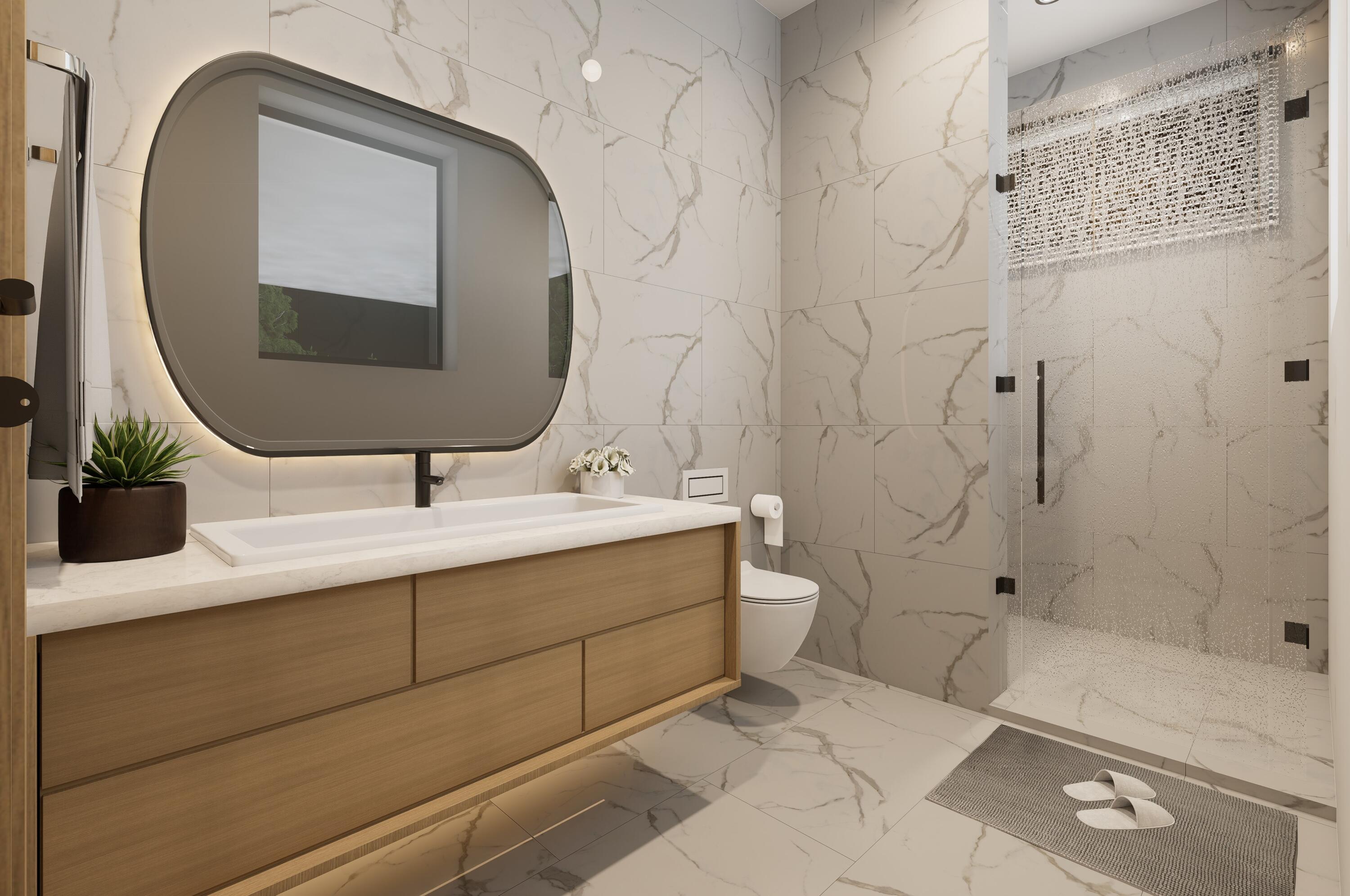 1160 Emerald Lane Singer Island, FL 33404 - Photo 30 of 37 a bathroom with a sink and mirror