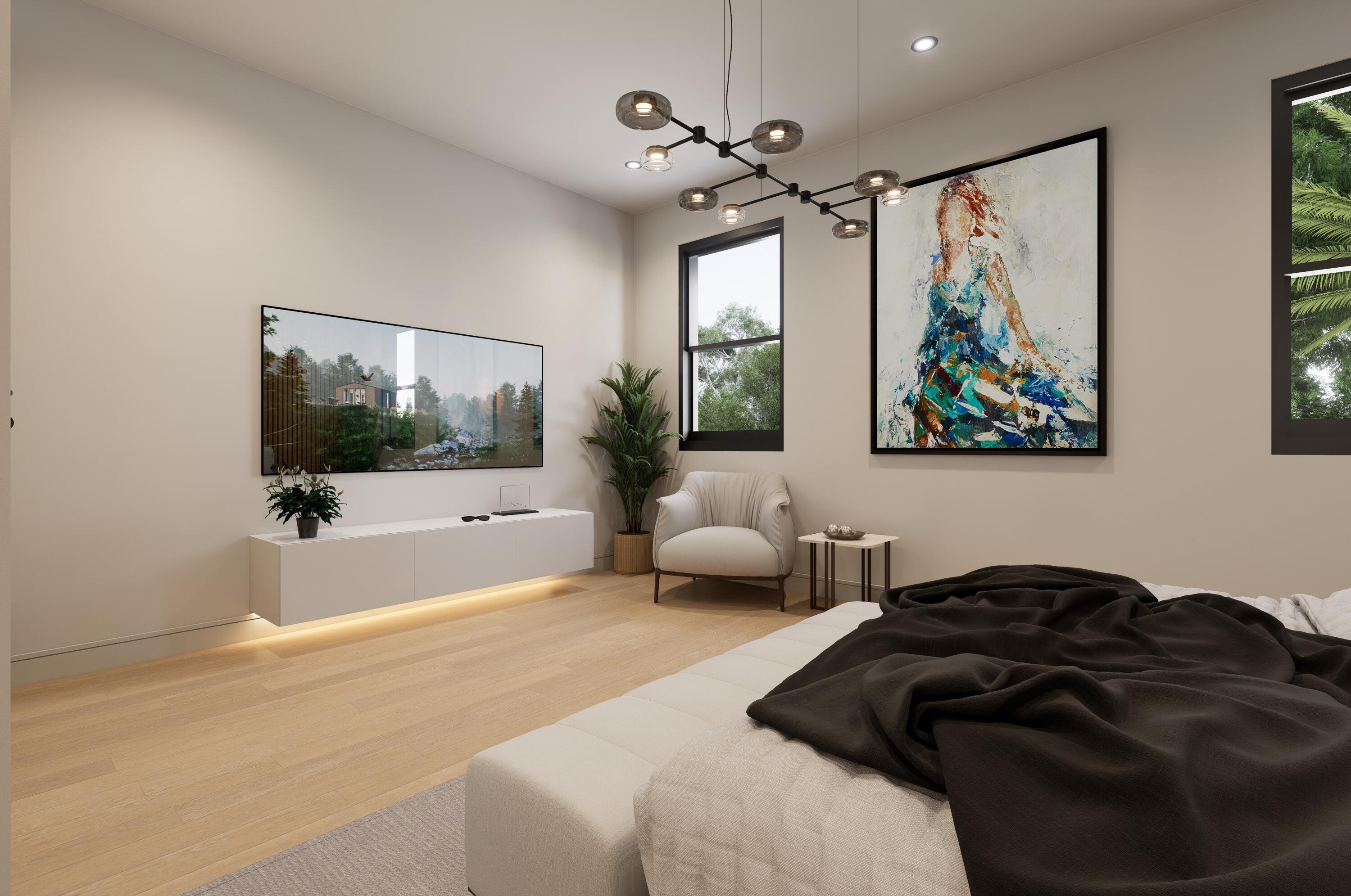 1160 Emerald Lane Singer Island, FL 33404 - Photo 35 of 37 a bedroom with a large bed and a flat screen tv