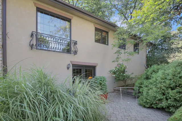 a view of backyard with a patio and plants