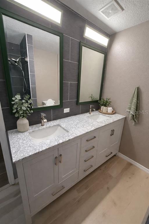 3753 Herlong Street New Port Richey, FL 34655 - Photo 11 of 18 a bathroom with a double vanity sink and a mirror