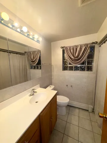 a bathroom with a sink a mirror and a toilet