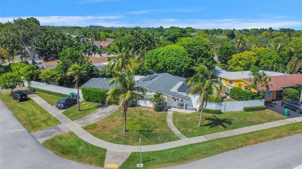 an aerial view of a house