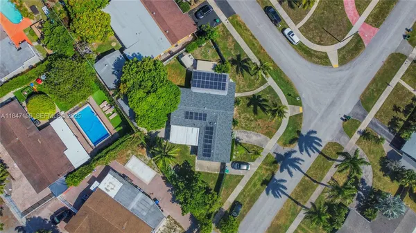 an aerial view of a house