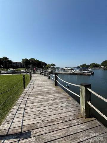 a view of wooden floor with a lake