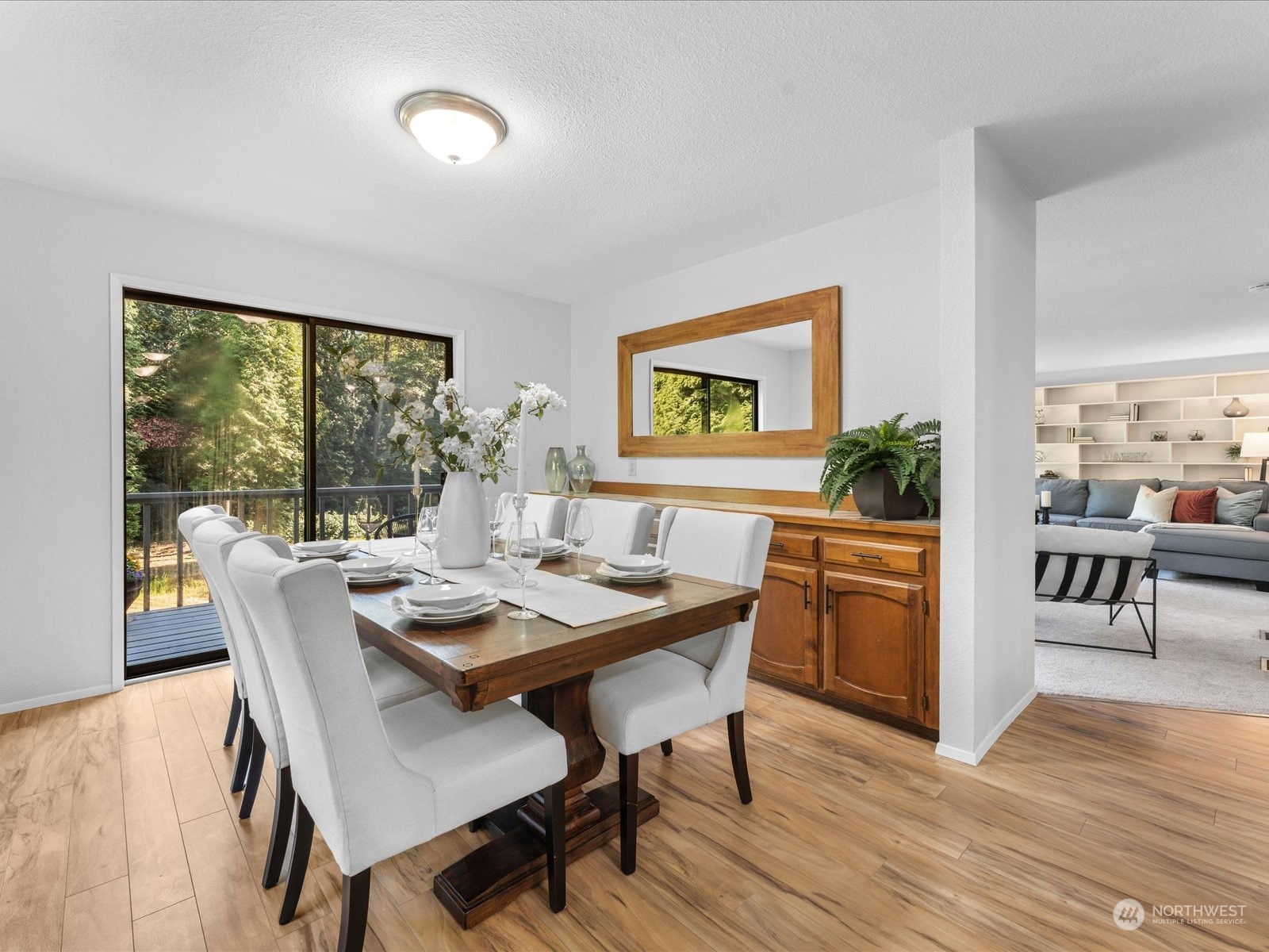 3119 Mountain View Road Ferndale, WA 98248 - Photo 15 of 40 a view of a dining room with furniture window and wooden floor