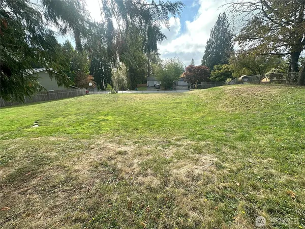 a view of outdoor space with trees all around