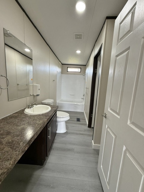 393 Duchess Pass Kyle, TX 78640 - Photo 6 of 14 A well-appointed bathroom offers a convenient vanity, bathtub, and clean, modern flooring.
