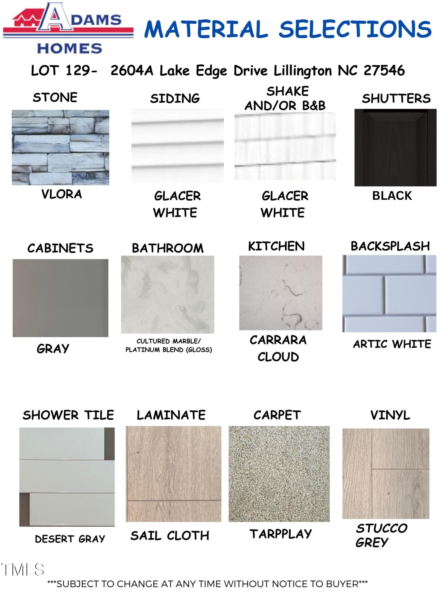 416 Galway Road Lillington, NC 27546 - Photo 3 of 44 Material Selections - Template (1)