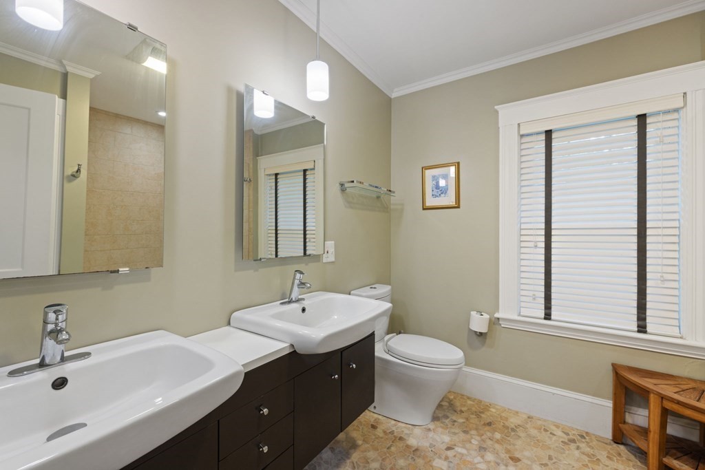 5 Belfry Terrace Lexington, MA 02421 - Photo 24 of 40 a bathroom with a sink double vanity and a mirror