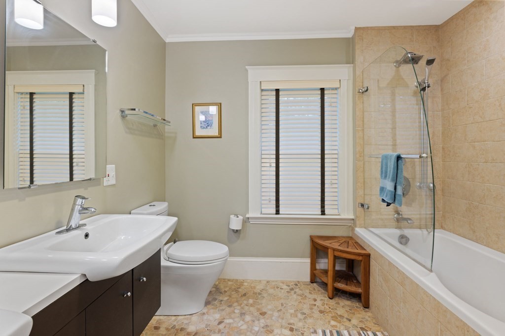 5 Belfry Terrace Lexington, MA 02421 - Photo 25 of 40 a bathroom with a bathtub shower sink and toilet