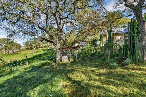 a view of a big yard with a house and large trees