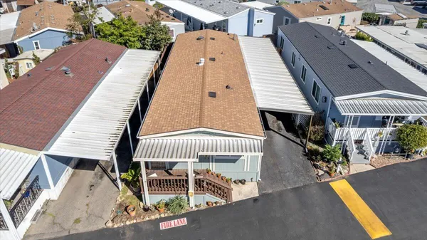 an aerial view of a house