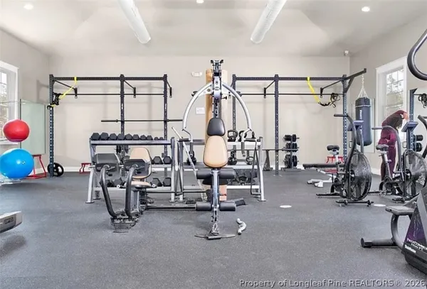 a view of a room with gym equipment