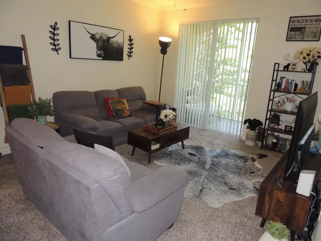a living room with furniture and a flat screen tv
