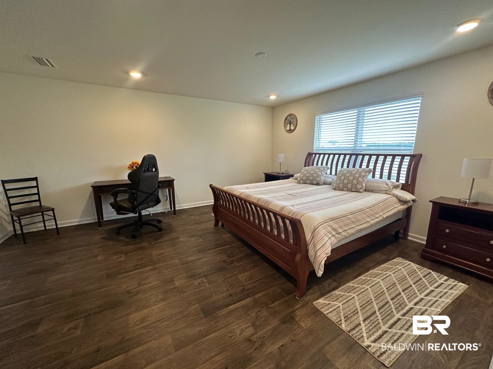 23792 Unbridled Loop Daphne, AL 36526 - Photo 17 of 36 Bedroom with an office area, dark wood-style flooring, and recessed lighting