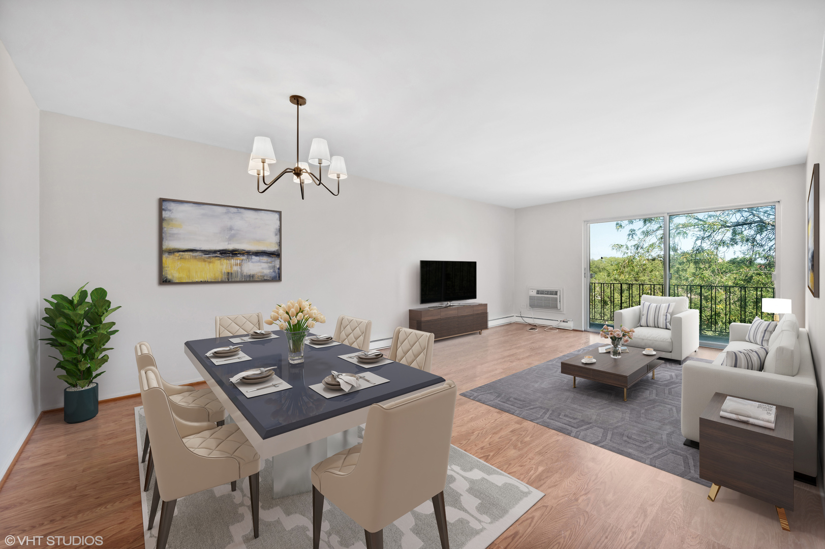 250 Ridge Avenue, Unit 5F Evanston, IL 60202 - Photo 5 of 19 a living room with furniture a chandelier and a table