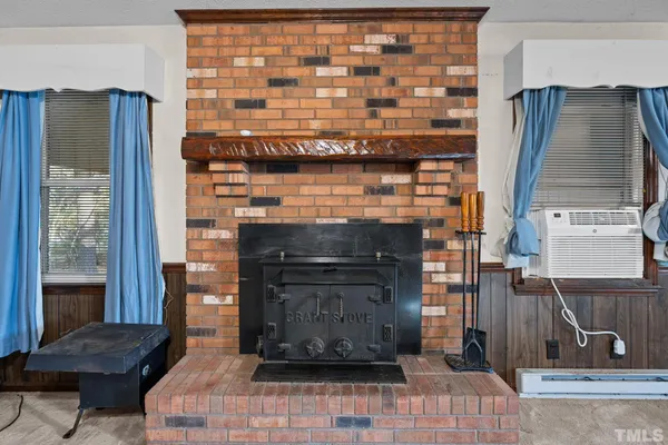 a room with fireplace