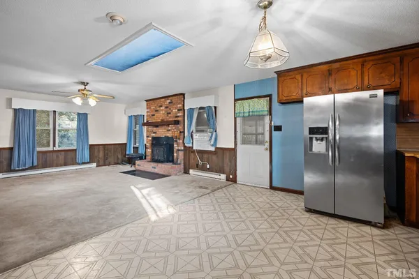 a view of a livingroom with a chandelier