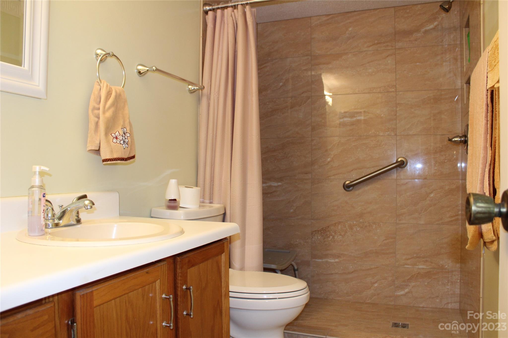2881 White Oak Mountain Road, Unit D2 Columbus, NC 28722 - Photo 32 of 39 a bathroom with a sink a toilet and shower