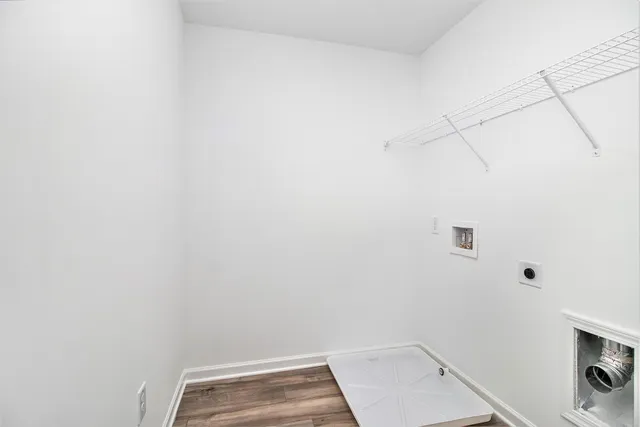 a view of a room with racks on the wall