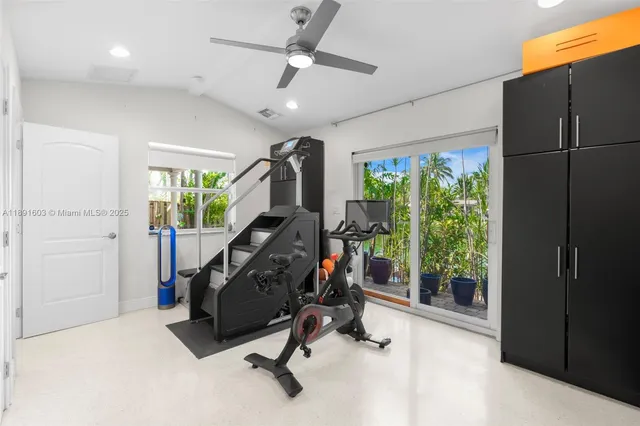 a view of a room with gym equipment