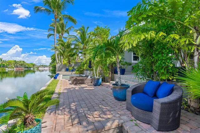 a backyard of a house with seating space