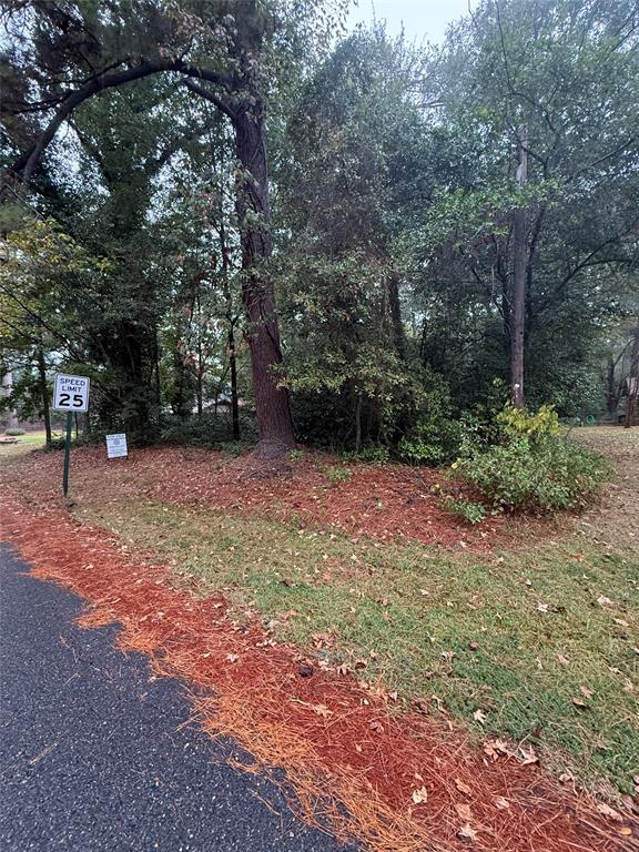 a view of a field with trees in front of it