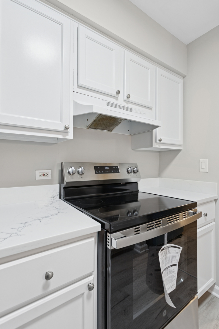 6185 Pinewood Court, Unit 202 Willowbrook, IL 60527 - Photo 15 of 20 a kitchen with white cabinets and appliances