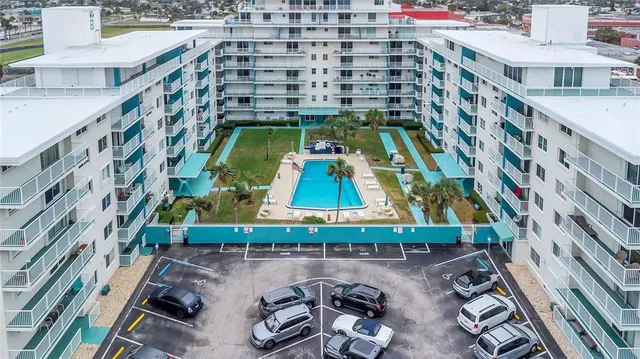 a city view with tall buildings