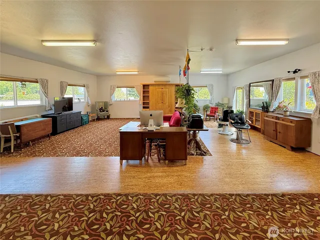 a living room with furniture