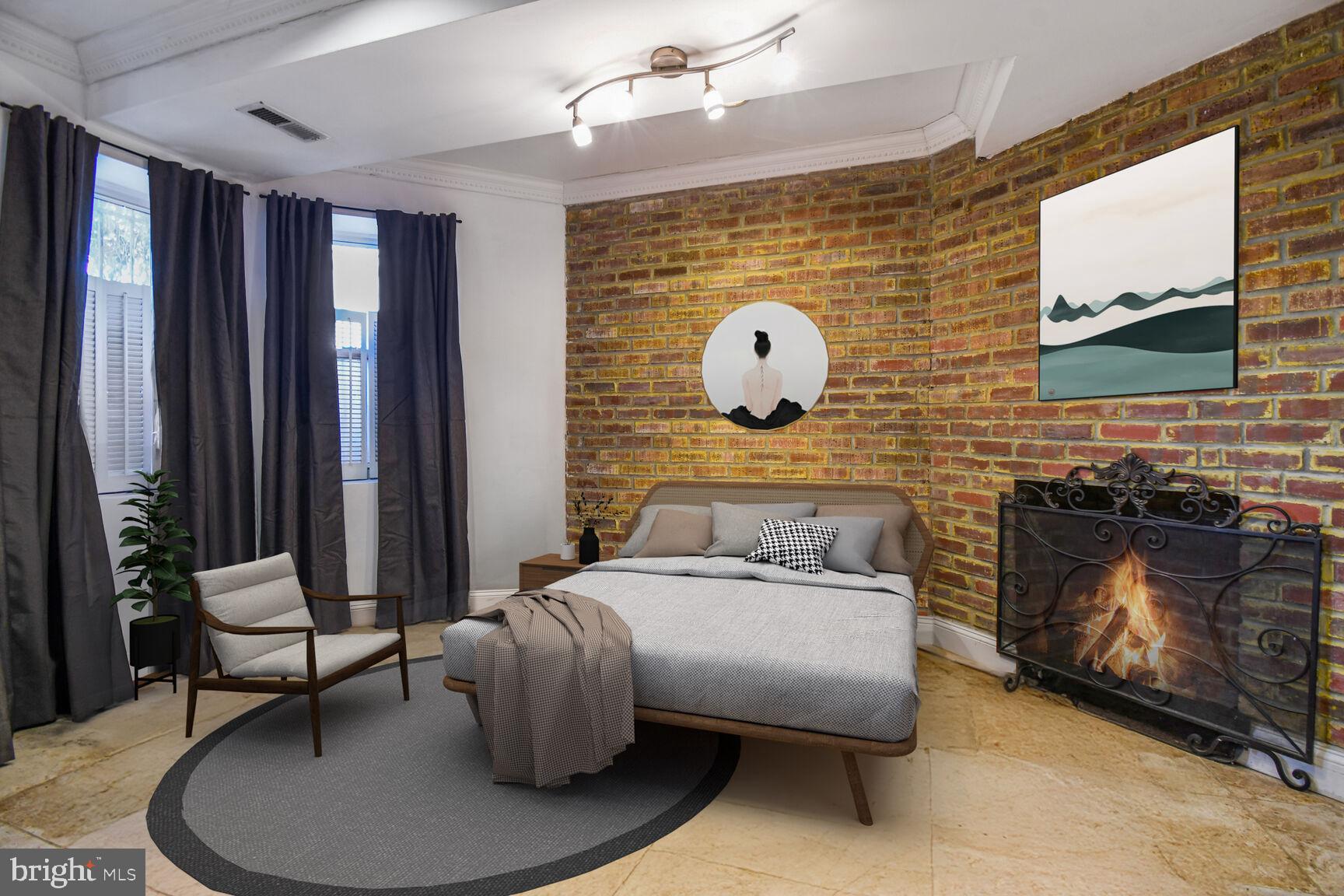 414 Florida Avenue Northwest Washington, DC 20001 - Photo 23 of 24 a living room with furniture and a fireplace