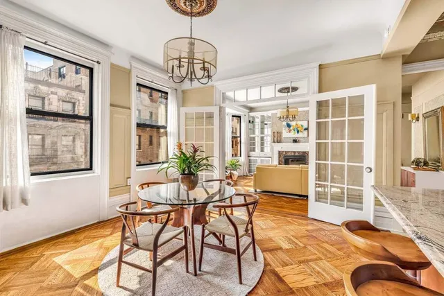 a view of an empty room with windows