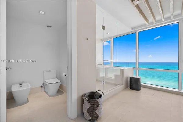 a view of water fountain in front of building