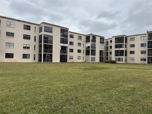 a large building with a garden