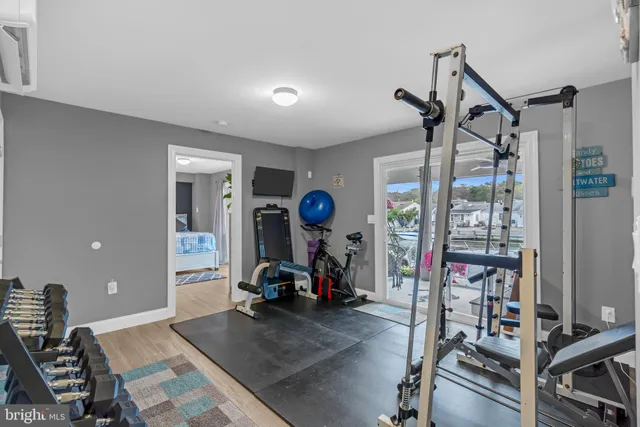 a view of a room with gym equipment