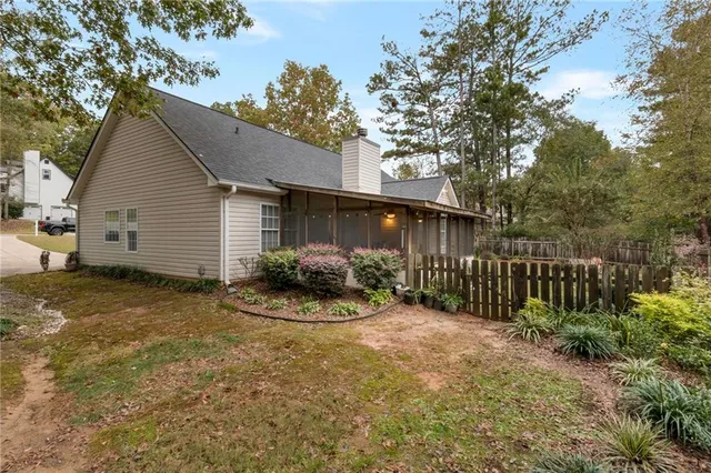 a view of backyard and house