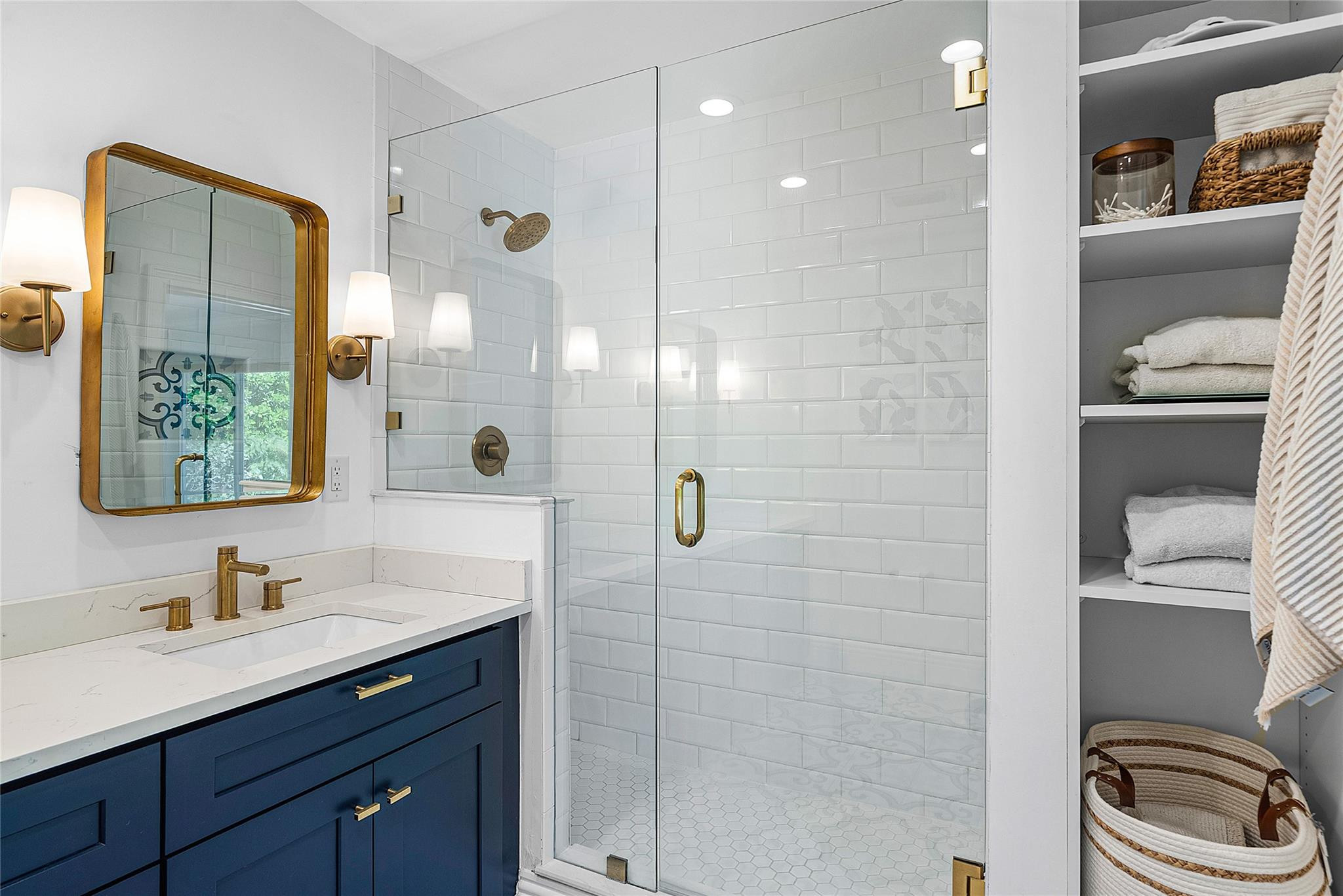 2233 Northeast 30th Court Lighthouse Point, FL 33064 - Photo 26 of 48 a bathroom with a granite countertop sink a toilet a mirror and shower