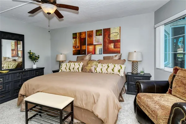 a view of a lake with a building in the background