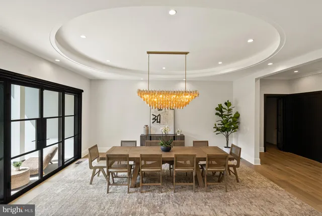 a dining room with a table or chairs and a wooden floor