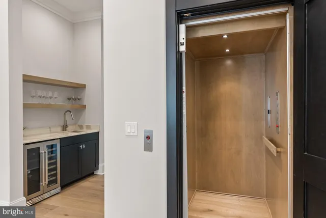 a workspace with furniture and a window