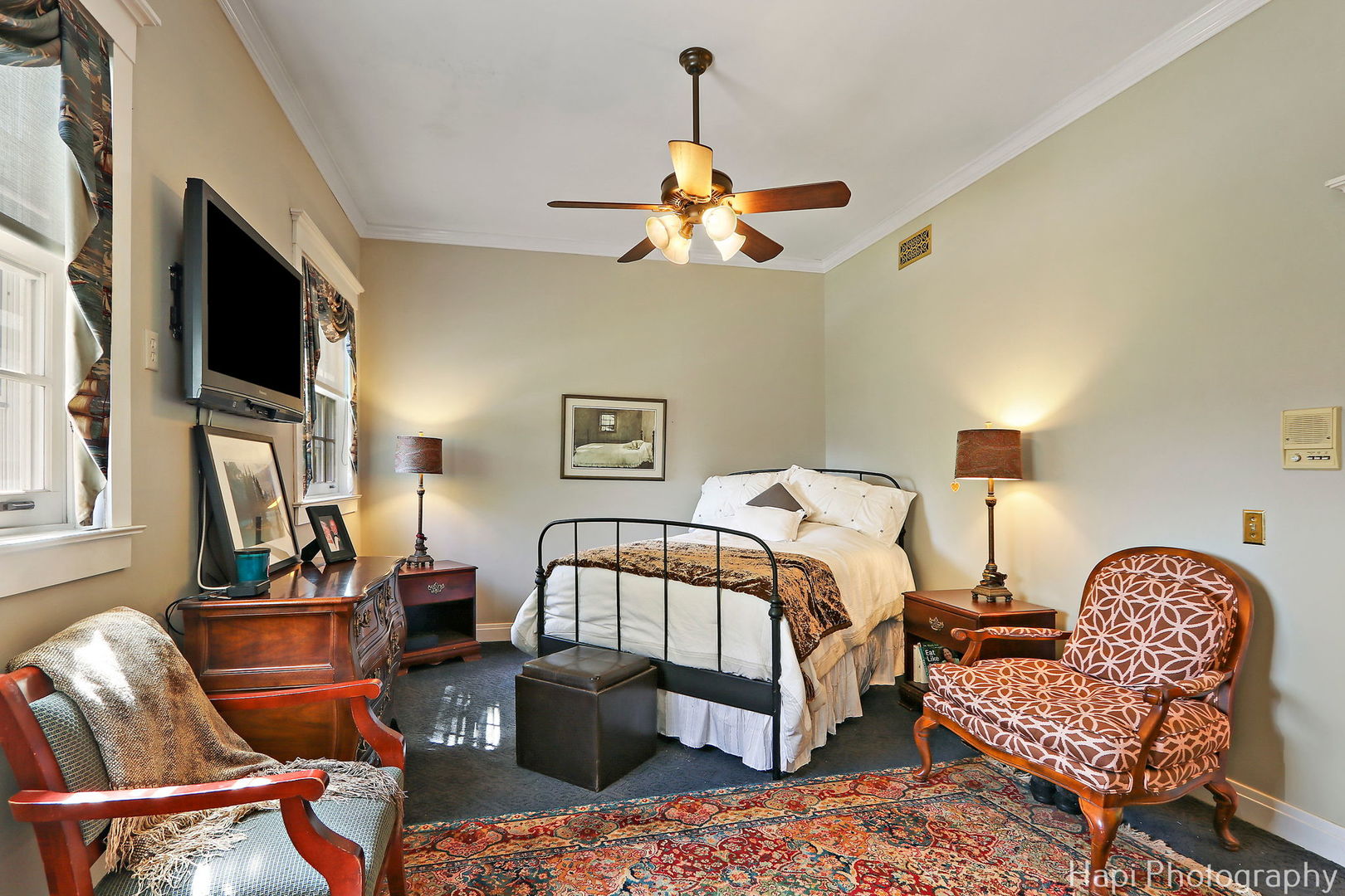 23 West County Line Road Barrington Hills, IL 60010 - Photo 35 of 71 a bedroom with furniture a flat screen tv and a window