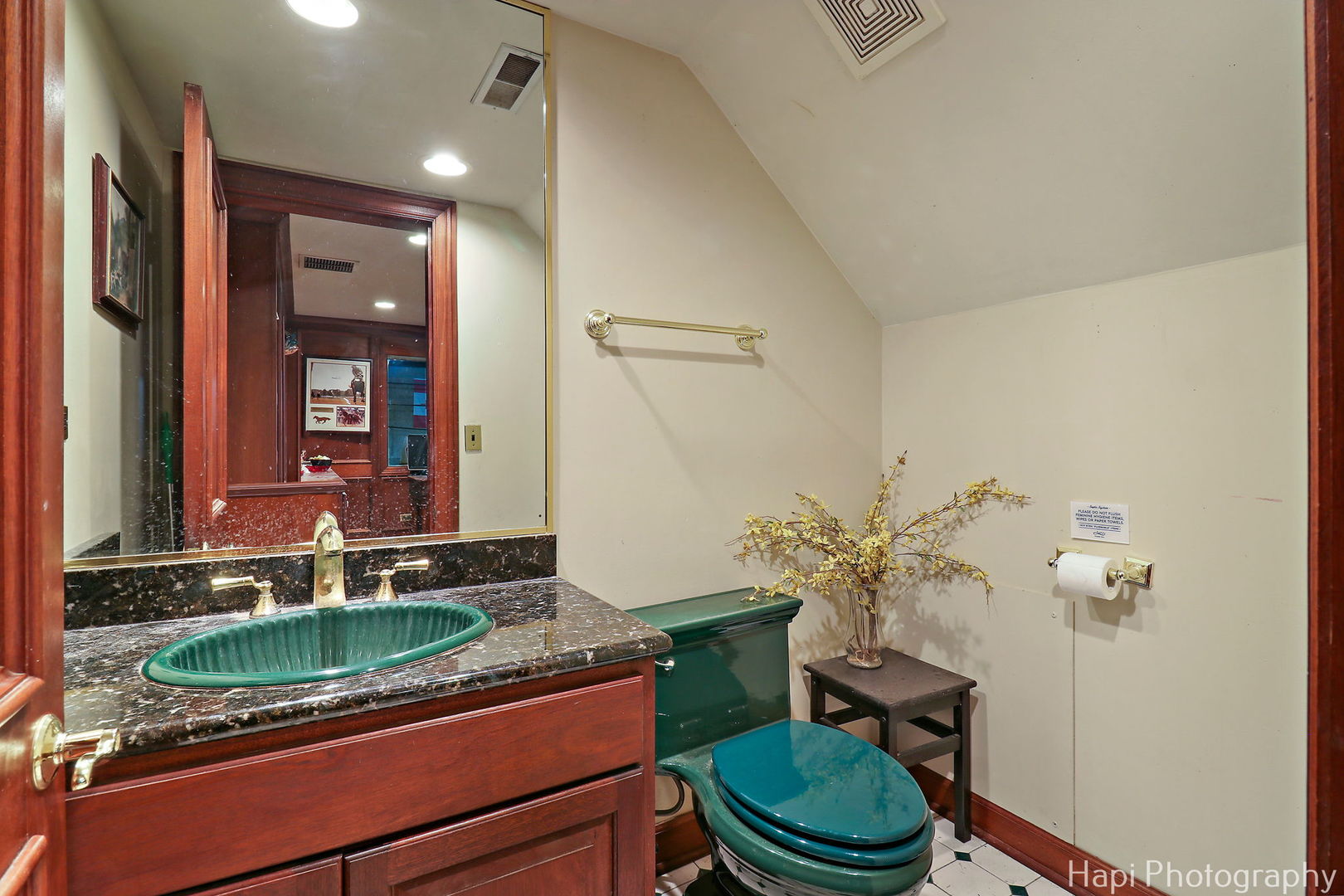 23 West County Line Road Barrington Hills, IL 60010 - Photo 58 of 71 a bathroom with a granite countertop sink a toilet and a mirror