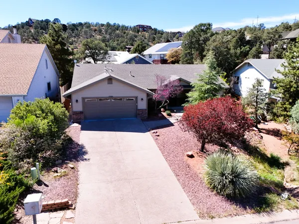 an aerial view of a house