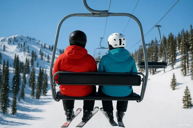 a bedroom with a bed and large windows